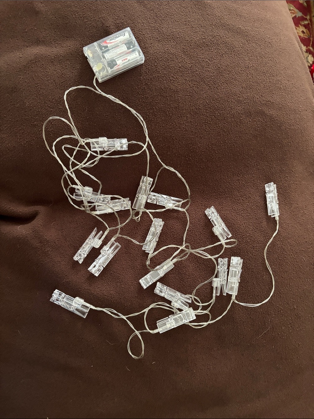 Battery-Powered Clear Clip String Lights - White lights